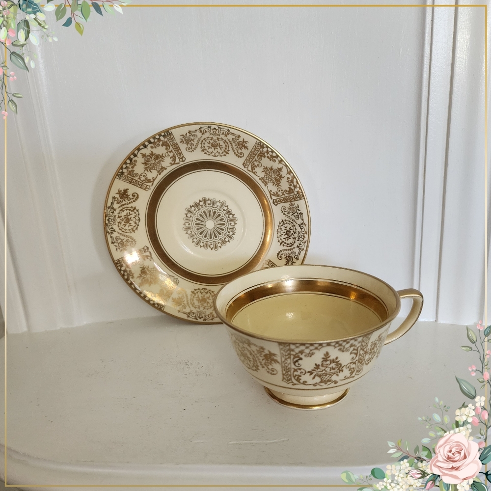 Johnson Brothers  Victorian pattern china, teacup &  saucer.England,1930s .
